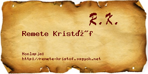 Remete Kristóf névjegykártya